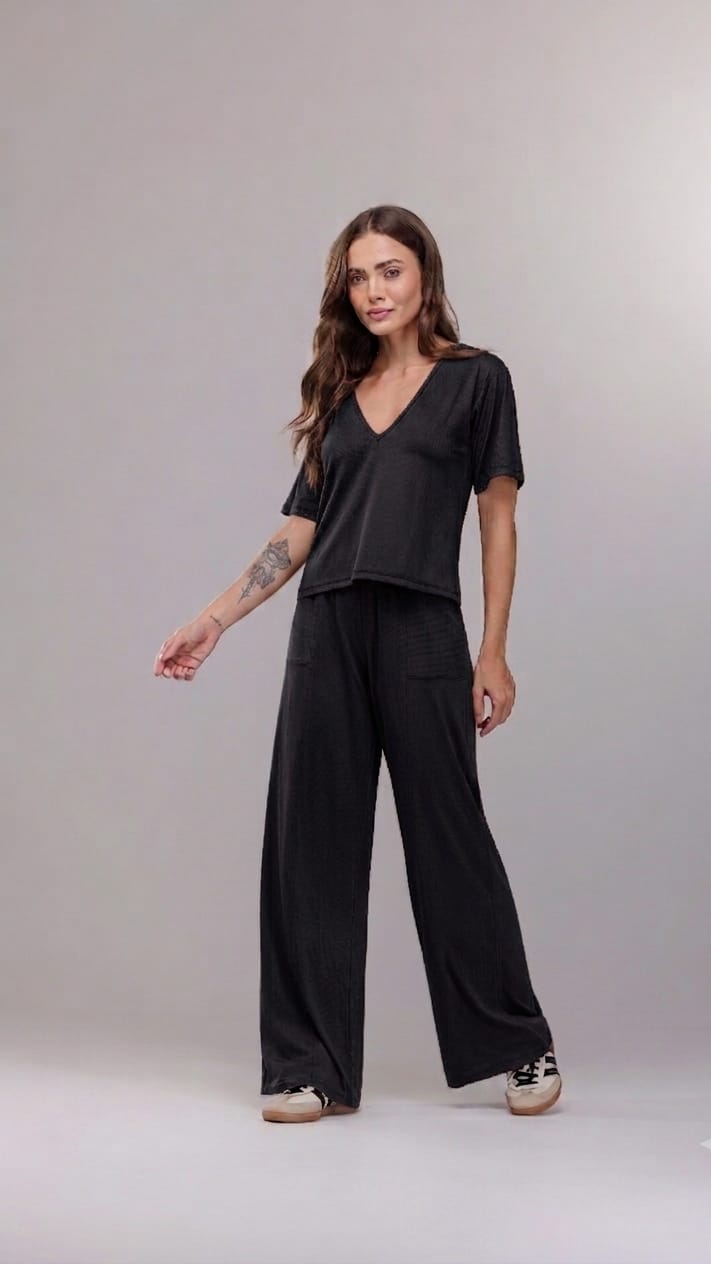 Blusa MC escote V