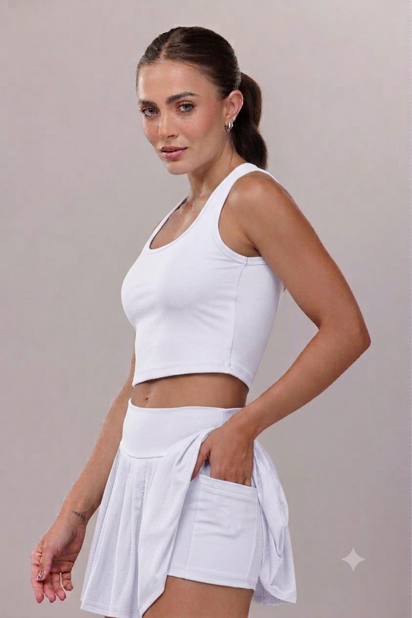 Short pollera con tablas