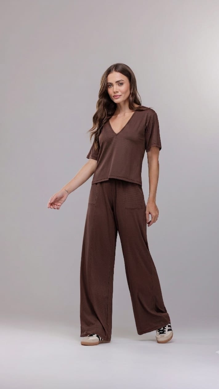 Blusa MC escote V