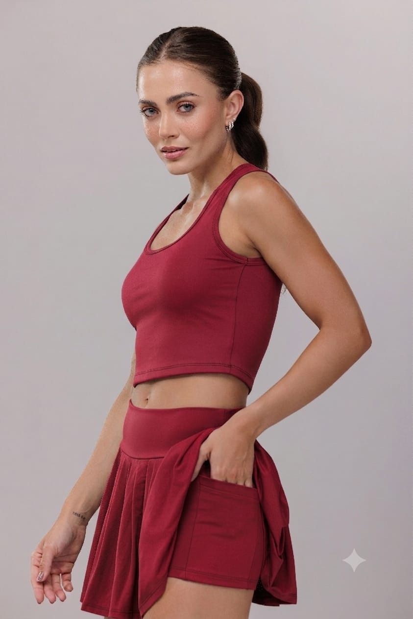 Short pollera con tablas