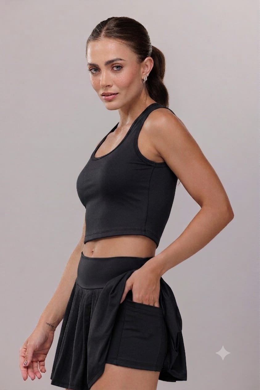 Short pollera con tablas